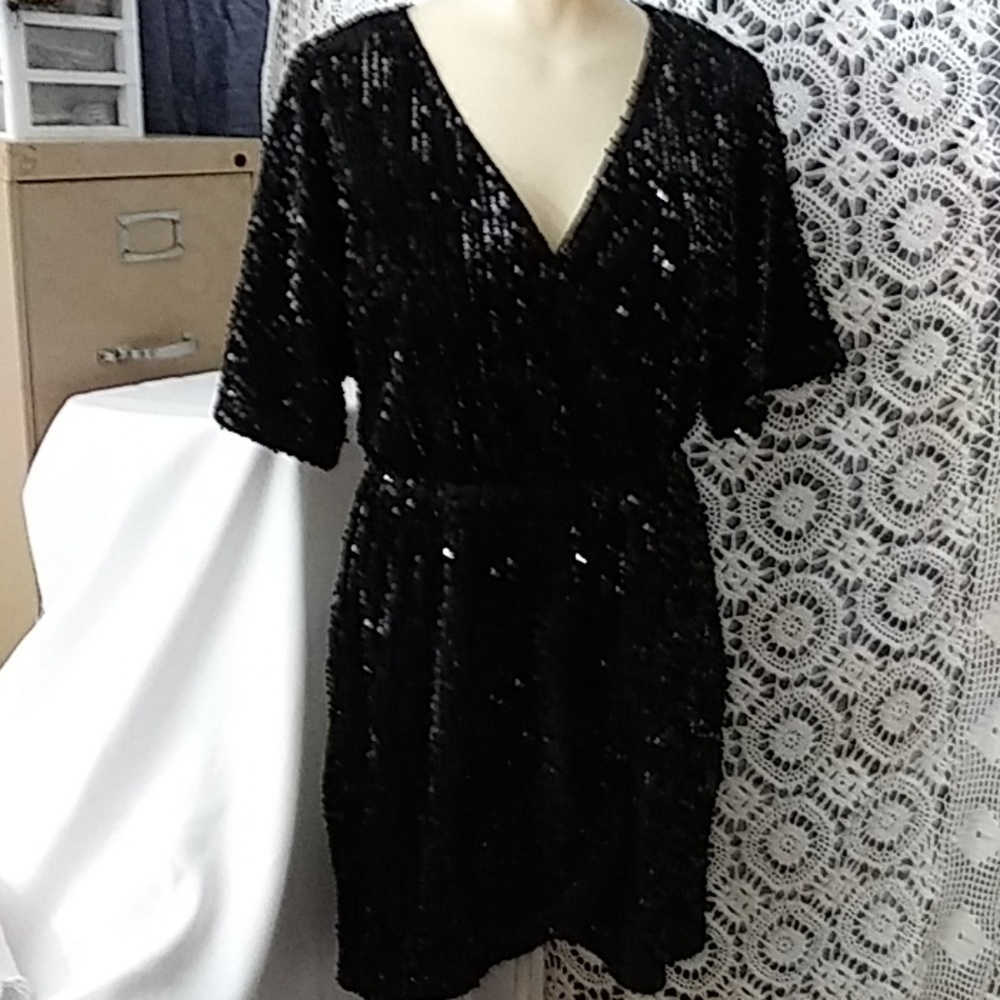 Pink Lady Black Sequin Mini Dress